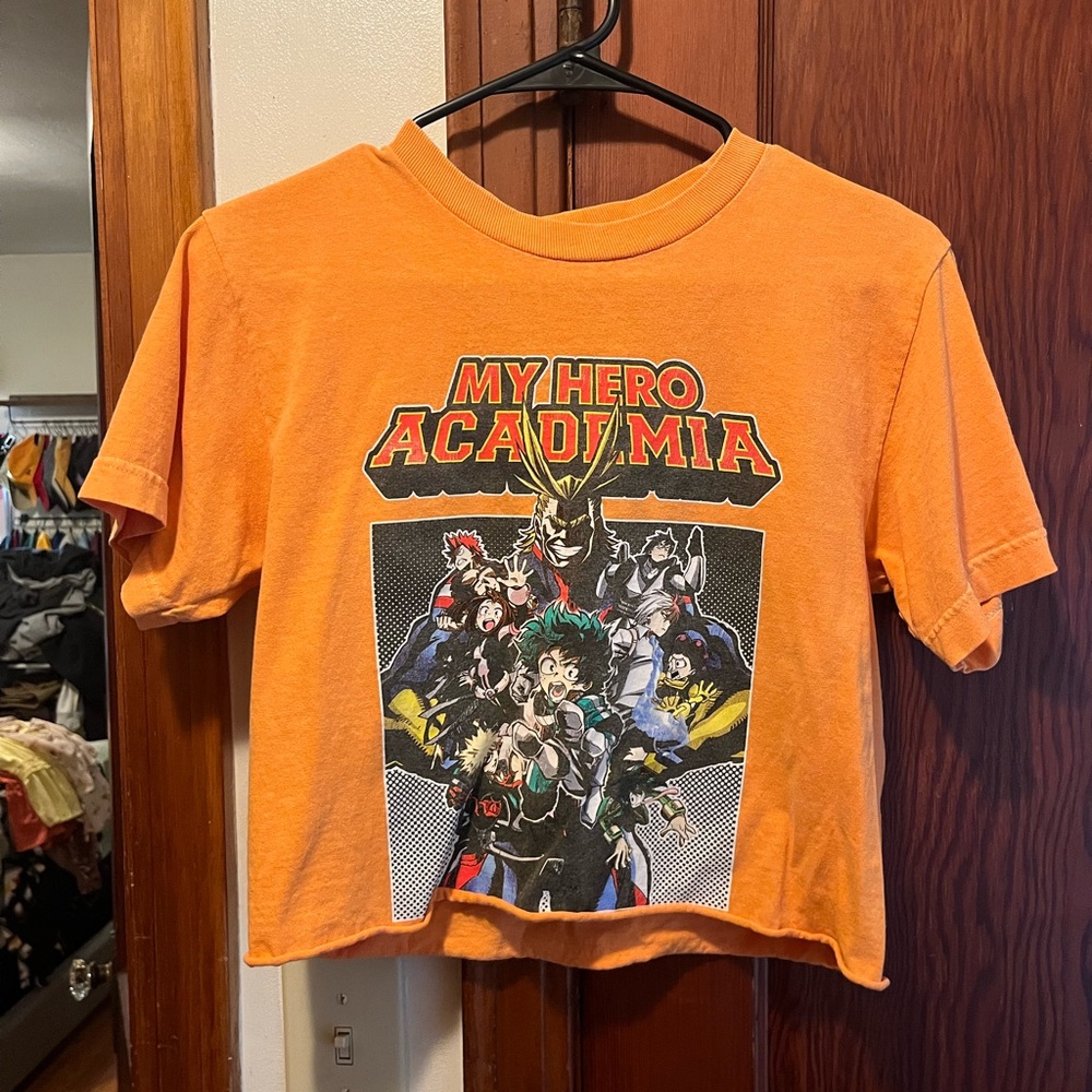 Forever 21 Orange My Hero Academia Graphic Tee